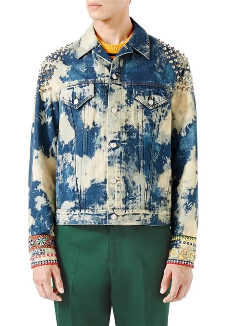 gucci bleached denim jacket with patch bergdorf goodman 2350|Coats and Jackets for Women .